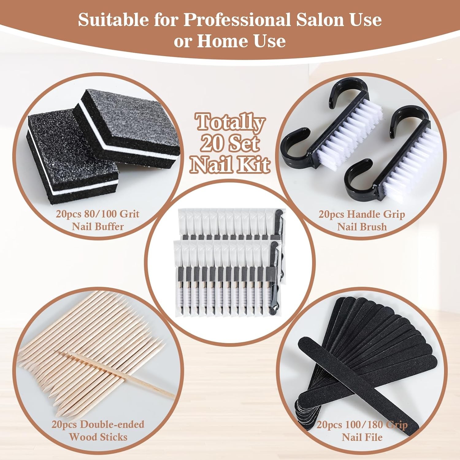 50 Sets Disposable Mani Kit Basics 4 Piece Nail Kit for Travel, Handle