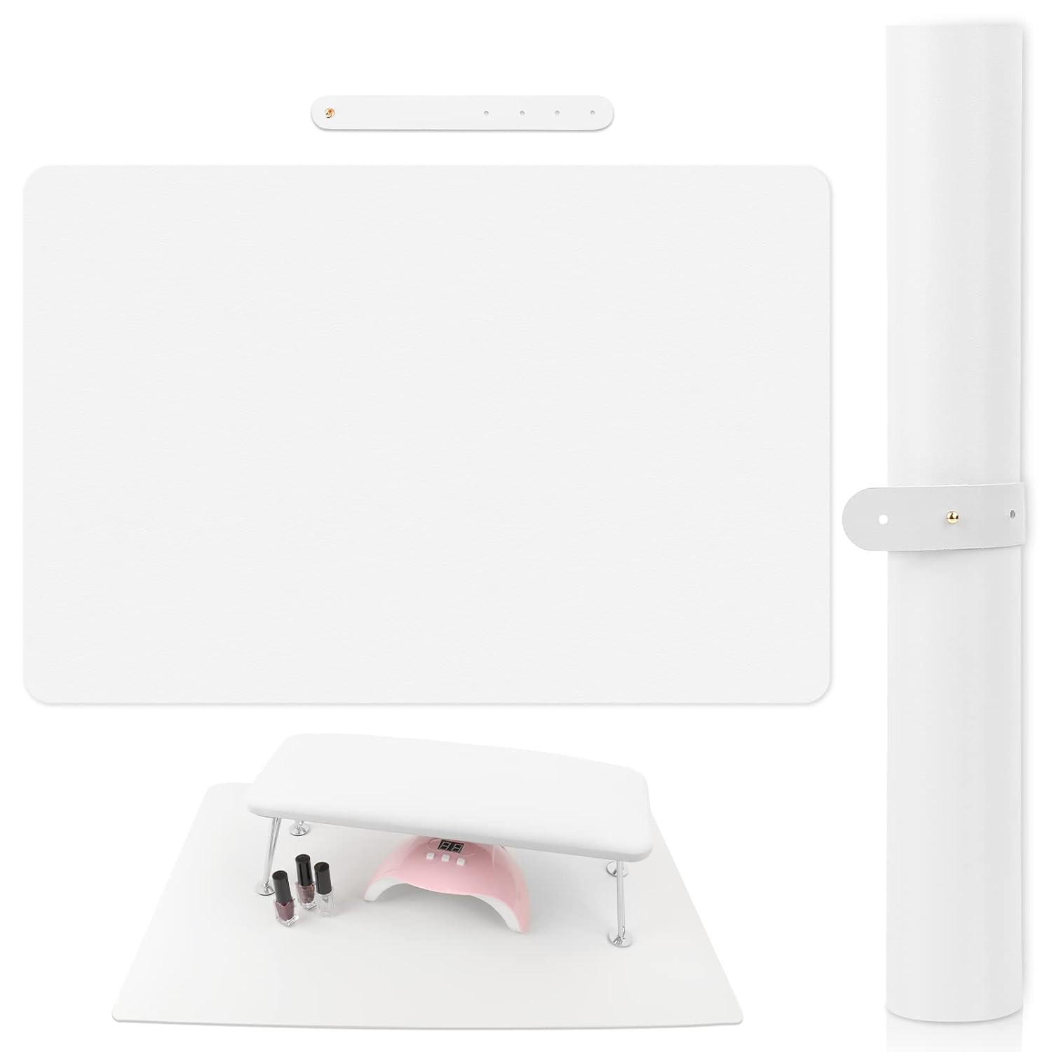 (MAT ONLY) White Nail Art Table Mat, Foldable Nail Art Hand Rest Pad for Nail Ar