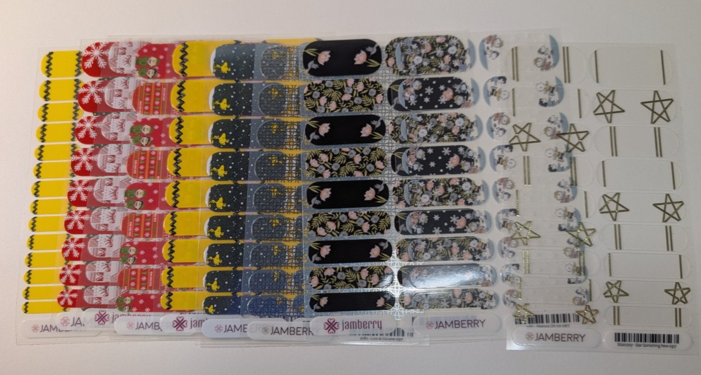 Jamberry Nail Wraps Full Sheets Winter Christmas Peanuts Charlie Brown Lot of 10