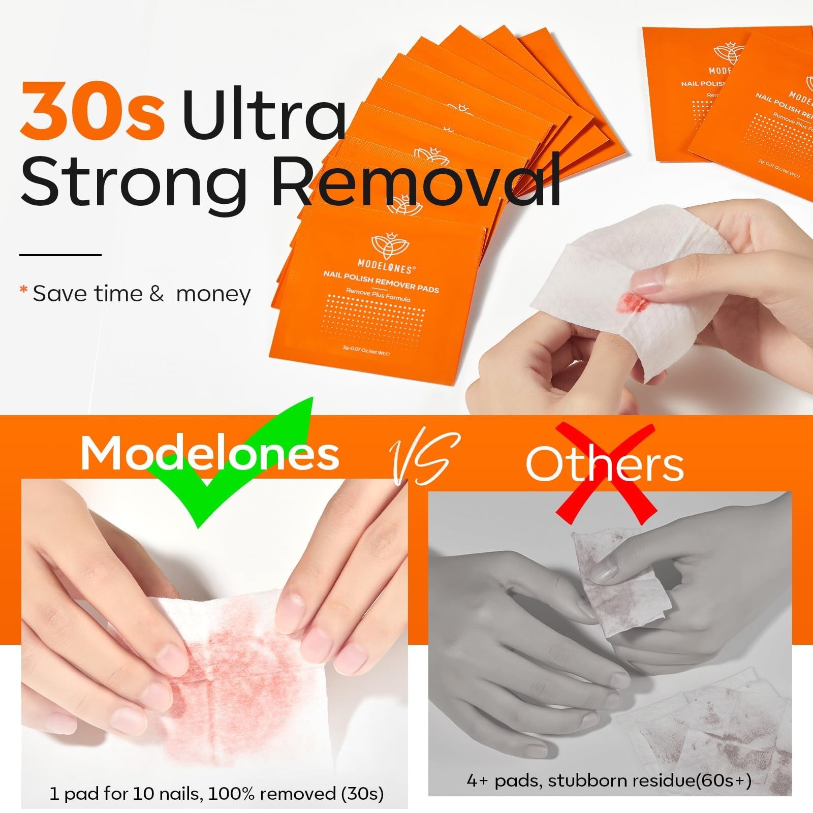 Modelones Nail Polish 0.07 Ounce (Pack of 50), 50PCS Remover Pads