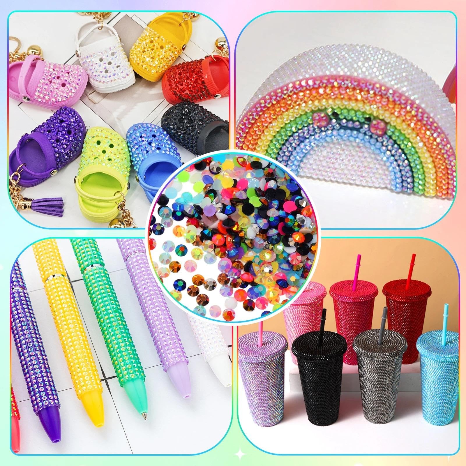 26000 Pcs Multiple Colors Jelly Flatback Rhinestones Bedazzling Kit, 3mm Resi…
