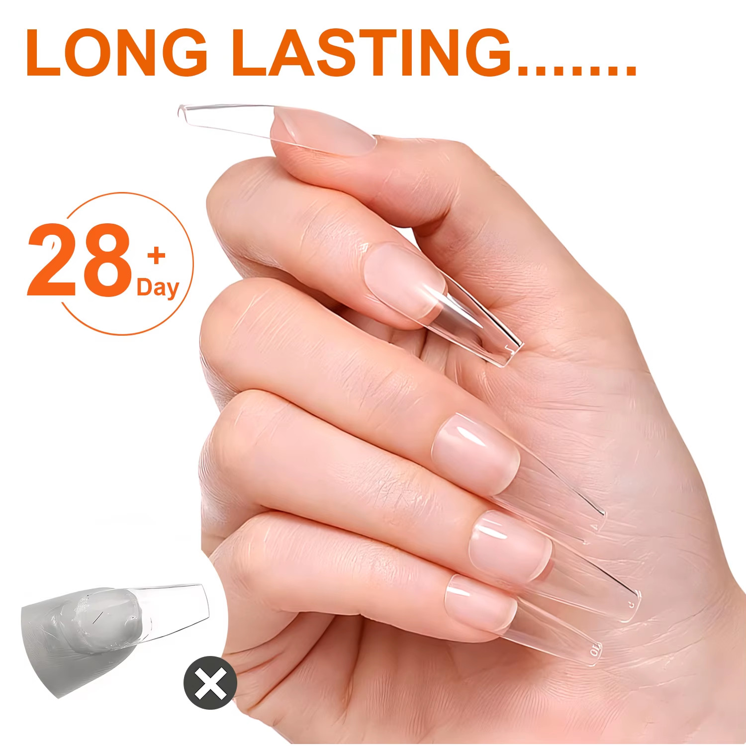 Solid Nail Glue Nail Tips Gel for Press on Nails,Acrylic Nail Gel for Manicure E