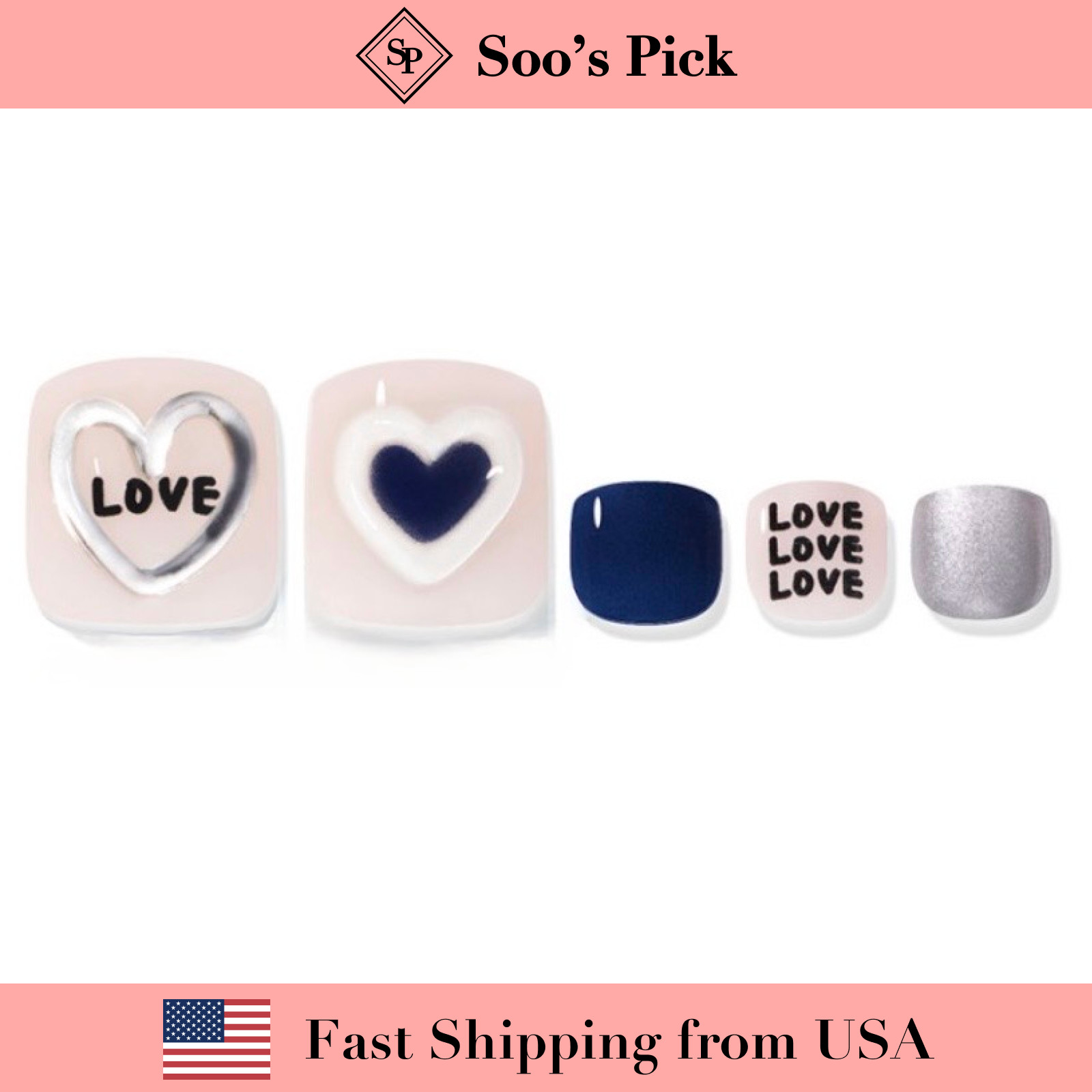 DASHING DIVA Magic Press Premium Series Pedi-Love Love Love ( 🇺🇸 US Seller)