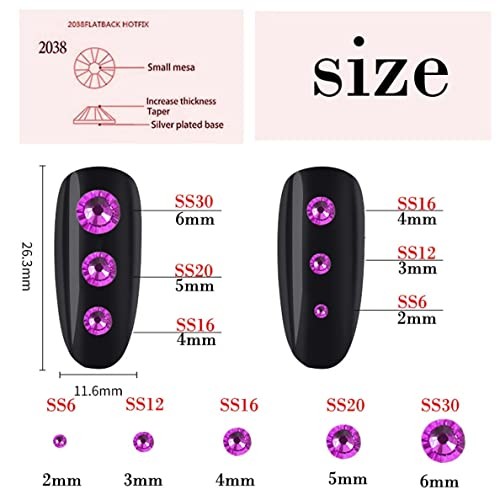 1440 Pcs SS20 5mm AB Flatback SS20/5mm/1440 PCS Clear Dark Purple AB