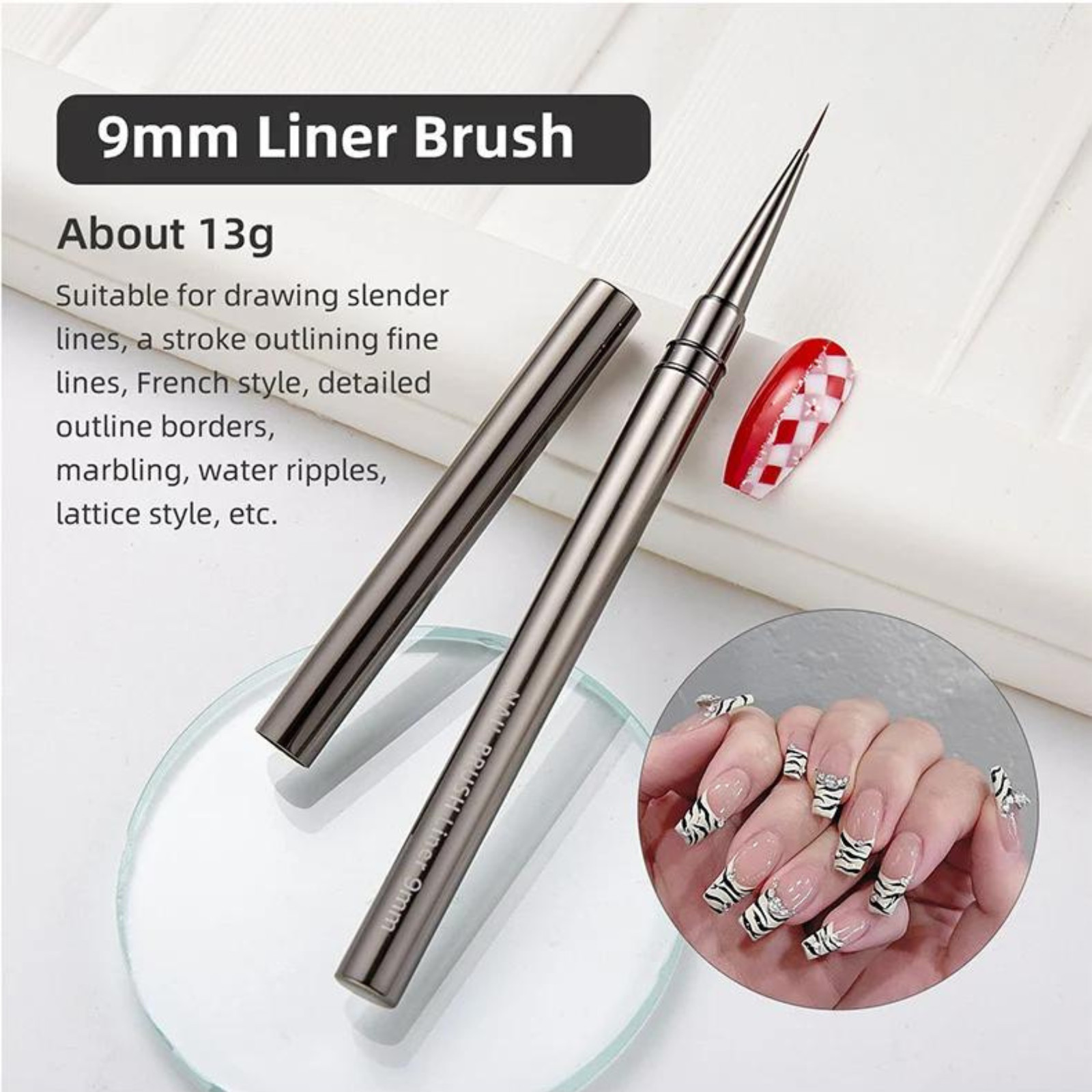 Painting Liner Brush Gel Polish Precision Nail Art Thin Drawing Pen 6/9/12/18mm