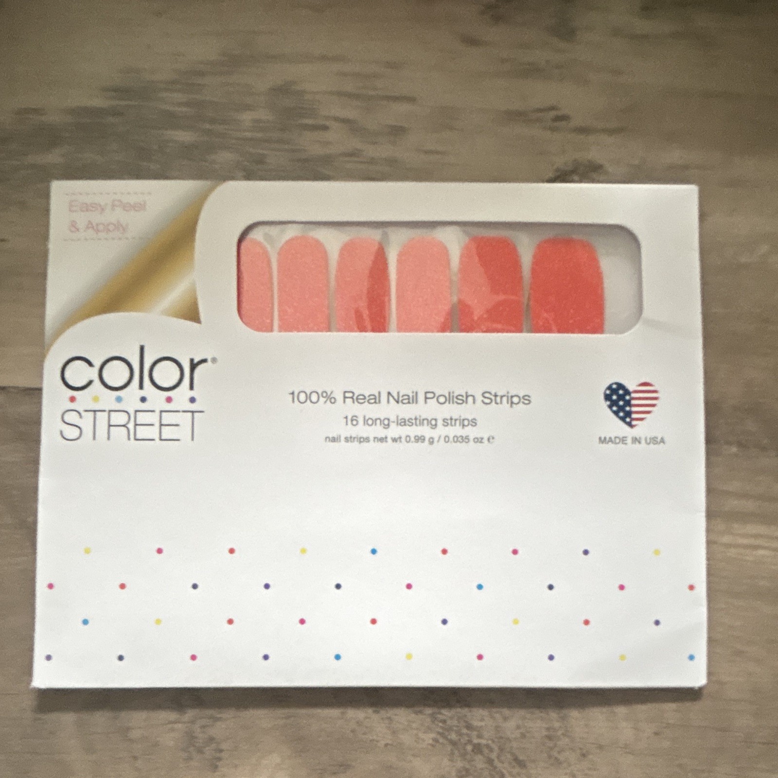 Color Street Coral Glitter Nail Polish Strips Long Self-Adhesive FIMG134