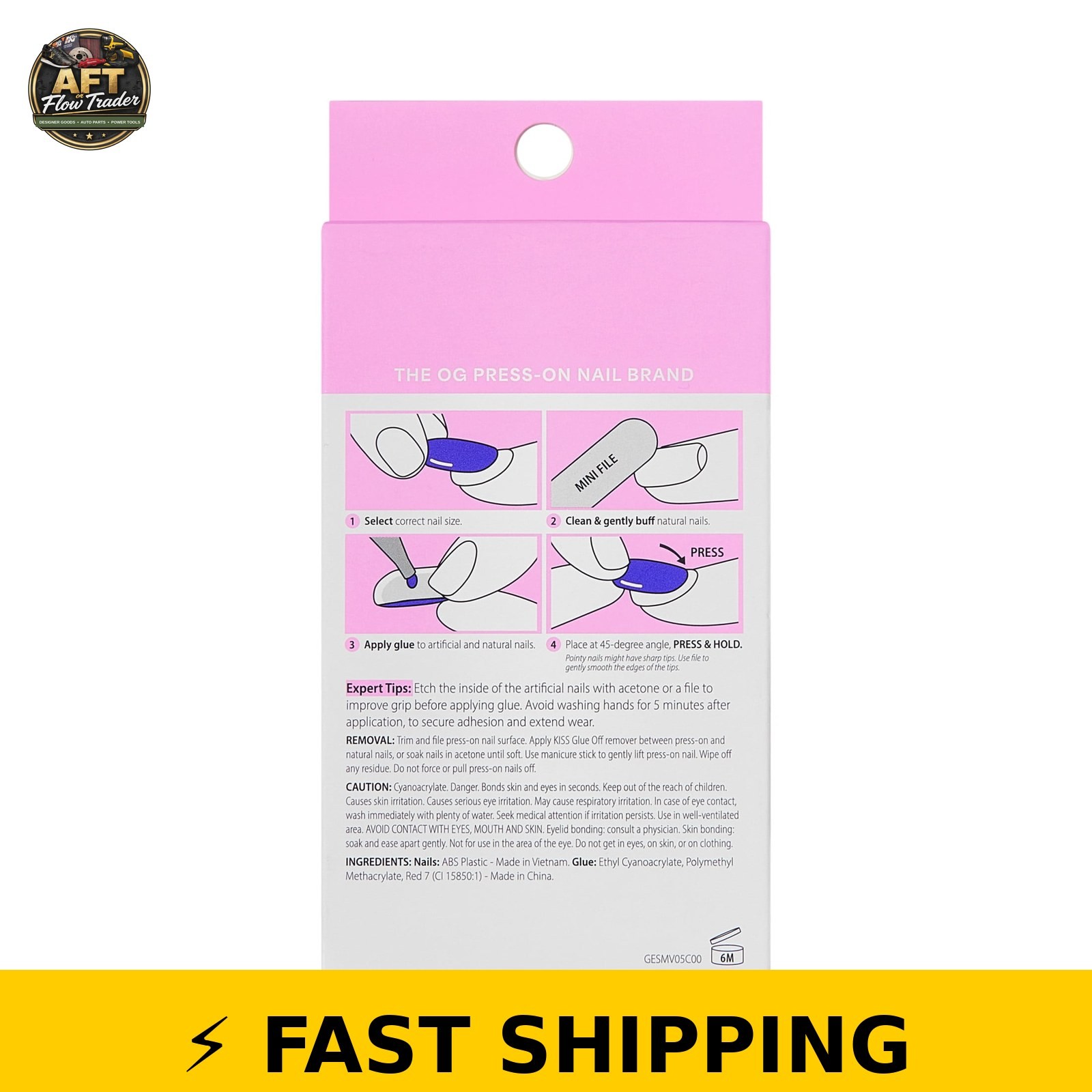 Kiss Glam Press On Nails Almond ‘Stardust Wonder’ Pink Medium 32 Count