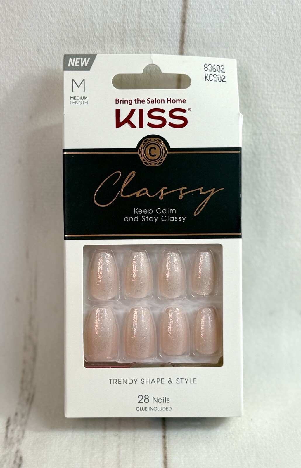 KISS Classy Medium Press On Glue Nails Glitter Ombre Sparkle Bling 83602 KCS02
