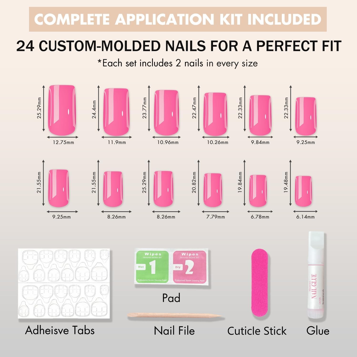 SXVME Press On Nails Long Square – Lilac 0.04 Fl Oz (Pack of 24), lilac