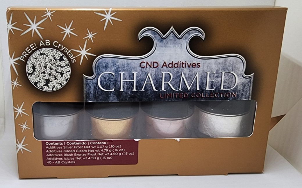 CND Charmed Additives Kit # 09973-6 &Nail Art Powders Free AB Crystals New