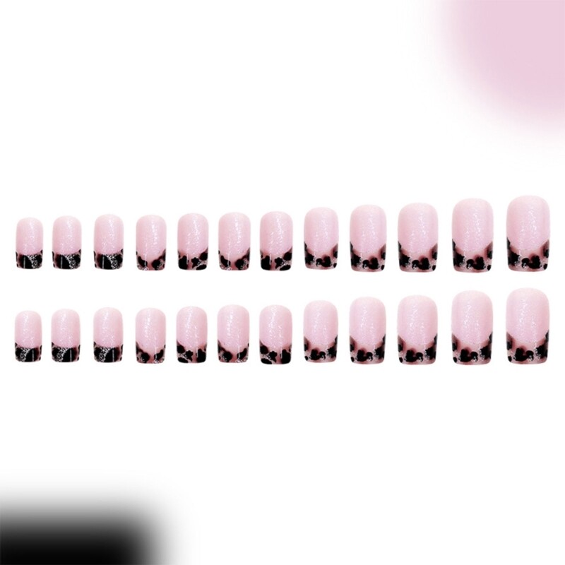 Length Fashion Leopard Print Press On Glittering Acrylic Finish