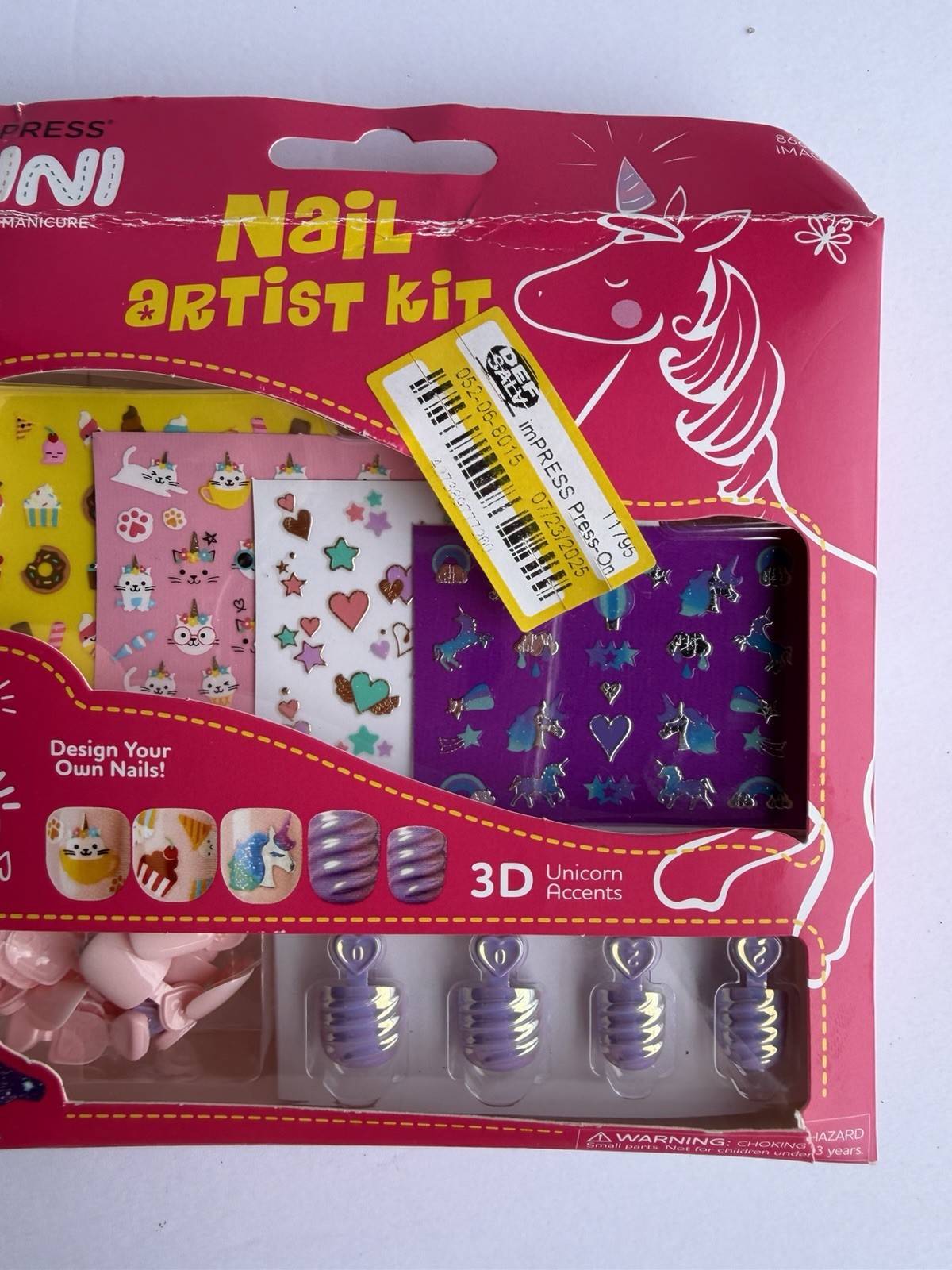 KISS-IMPRESS-MINI-PRESS-ON MANICURE-NAIL ARTIST KIT-KIDS-3D UNICORN ACCENTS-NIB!