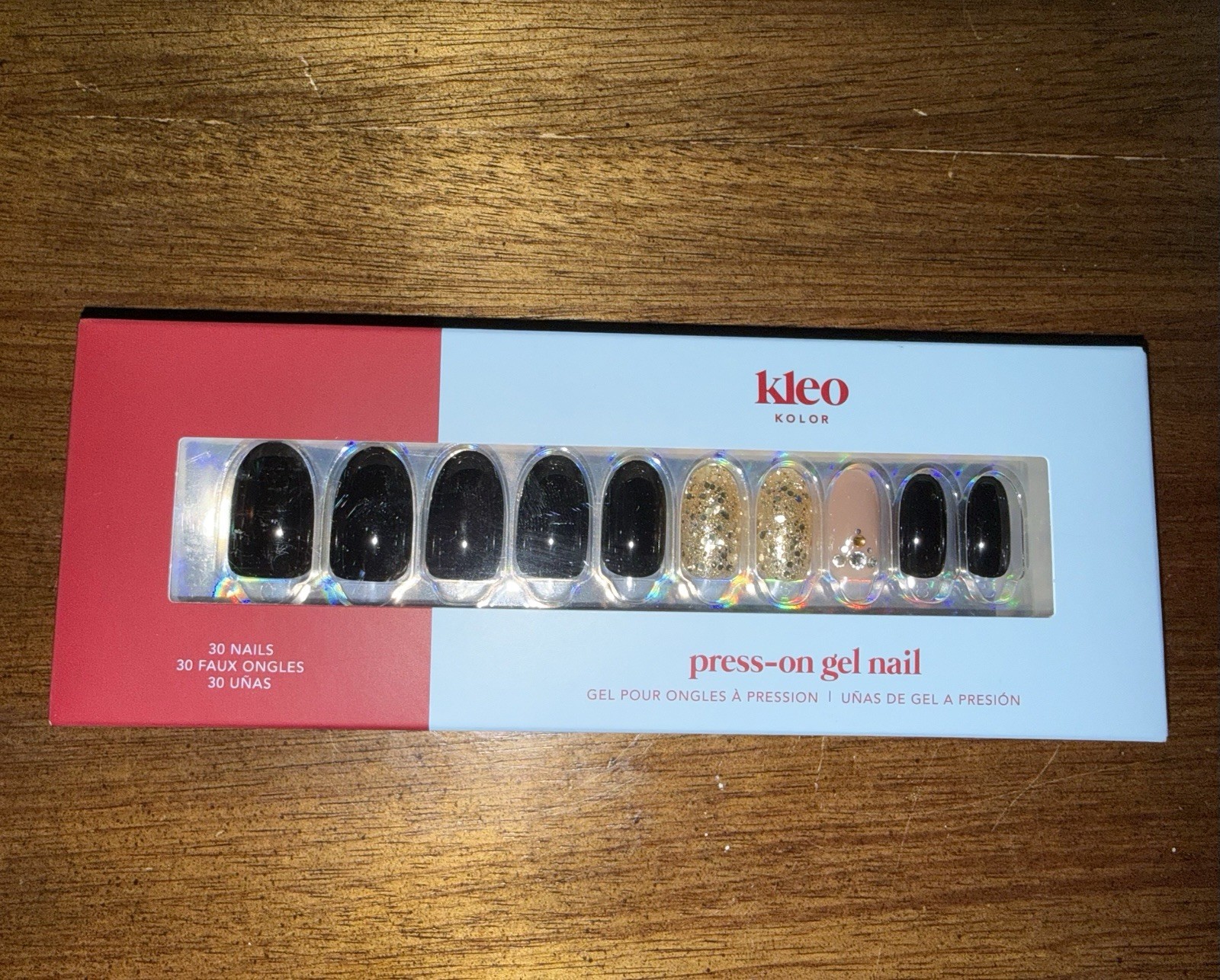New Kleo Kolor Press-On Gel Nails – Dazzling After Dark Long Round