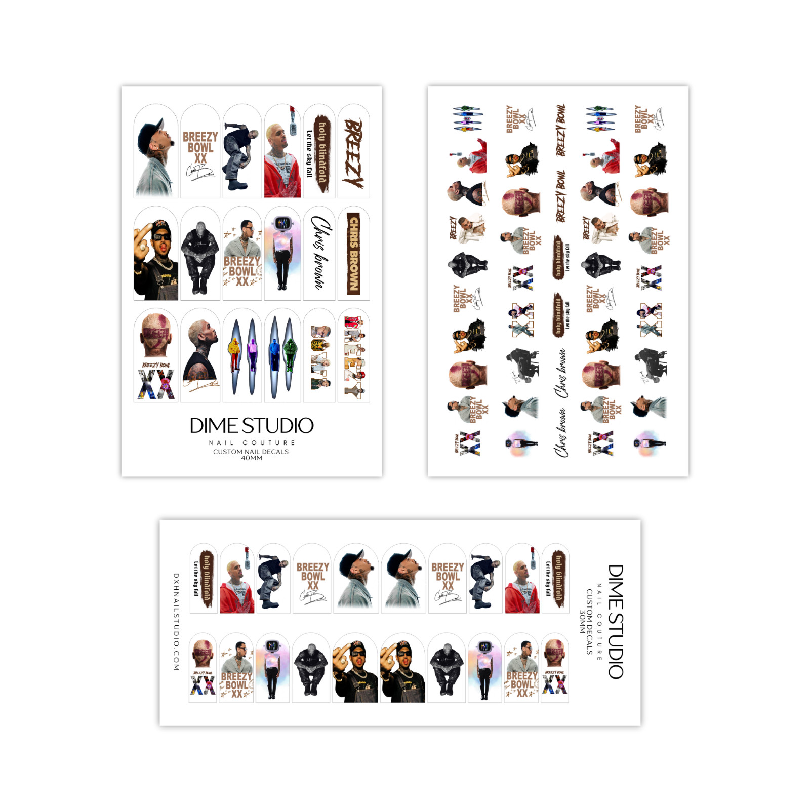 Chris Breezy Bowl Nail Decals Water Transfer Clear Overlay Custom Nail Art