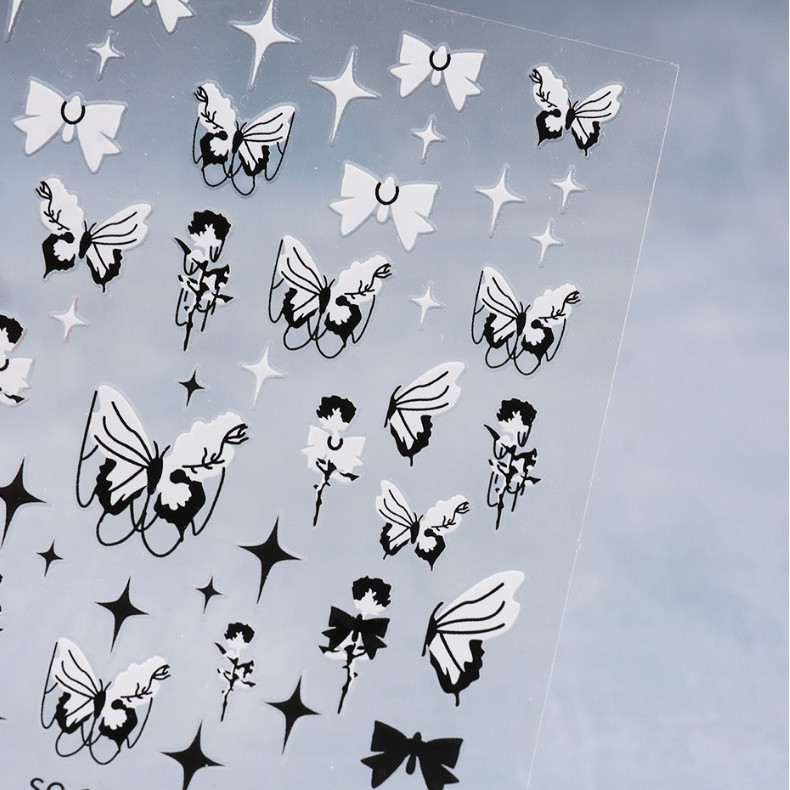 3D Nail Stickers Butterfly Rose Flowers Star Bowknot Decoration DecalsSO164 NS39