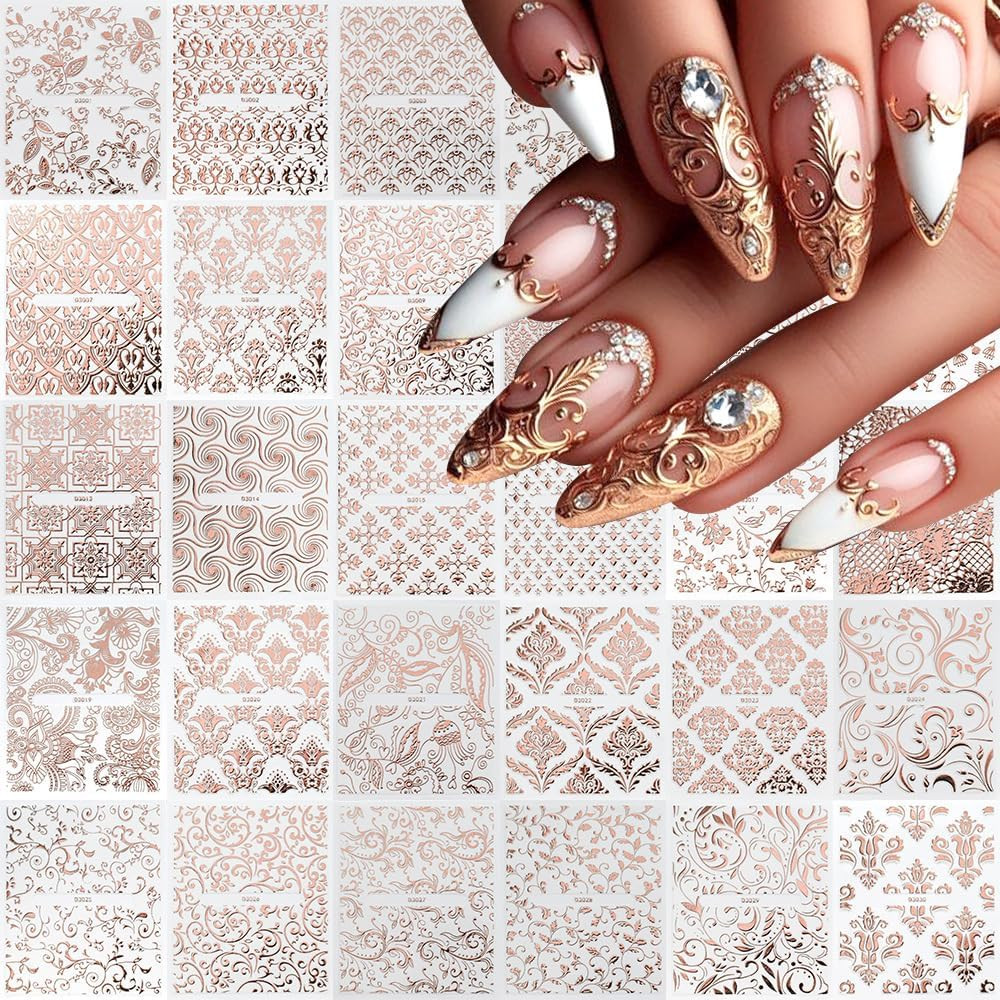 30 Sheets Flower Nail Stickers Colorful 3D Self Adhesive Cute Daisy Floral Nail
