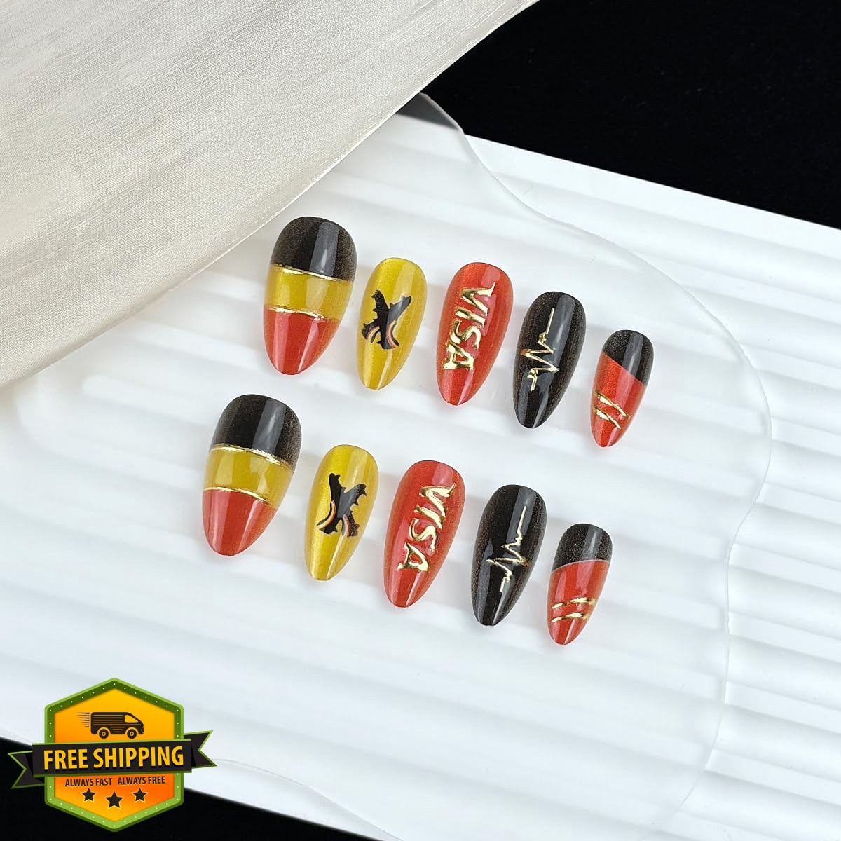 Rdntbeu Style-12 Cat Eye Press On Nails Medium Almond