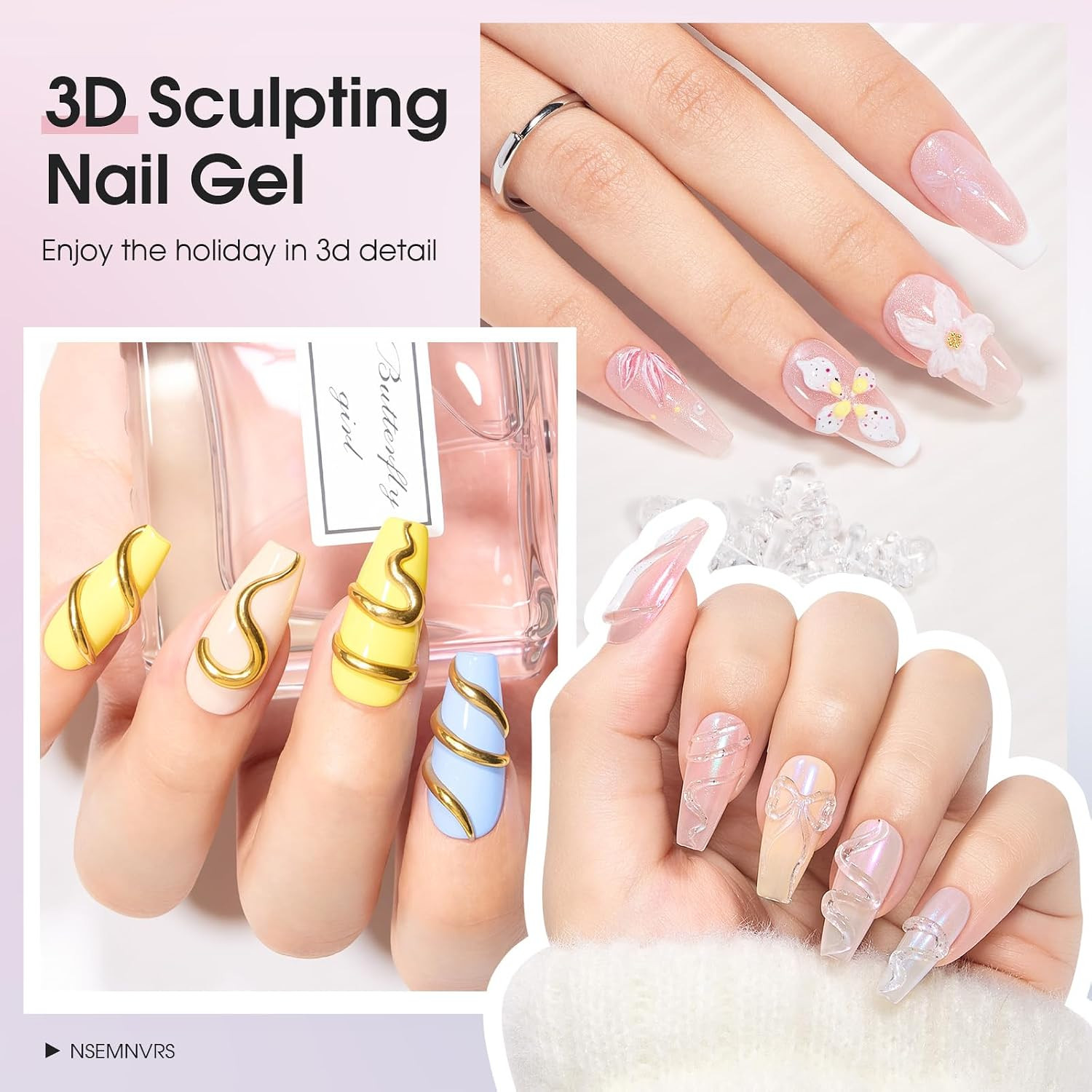 3D Sculpting Gel for Nail Art, Rhinestone Glue for Molding, Sculpture, Decoratio