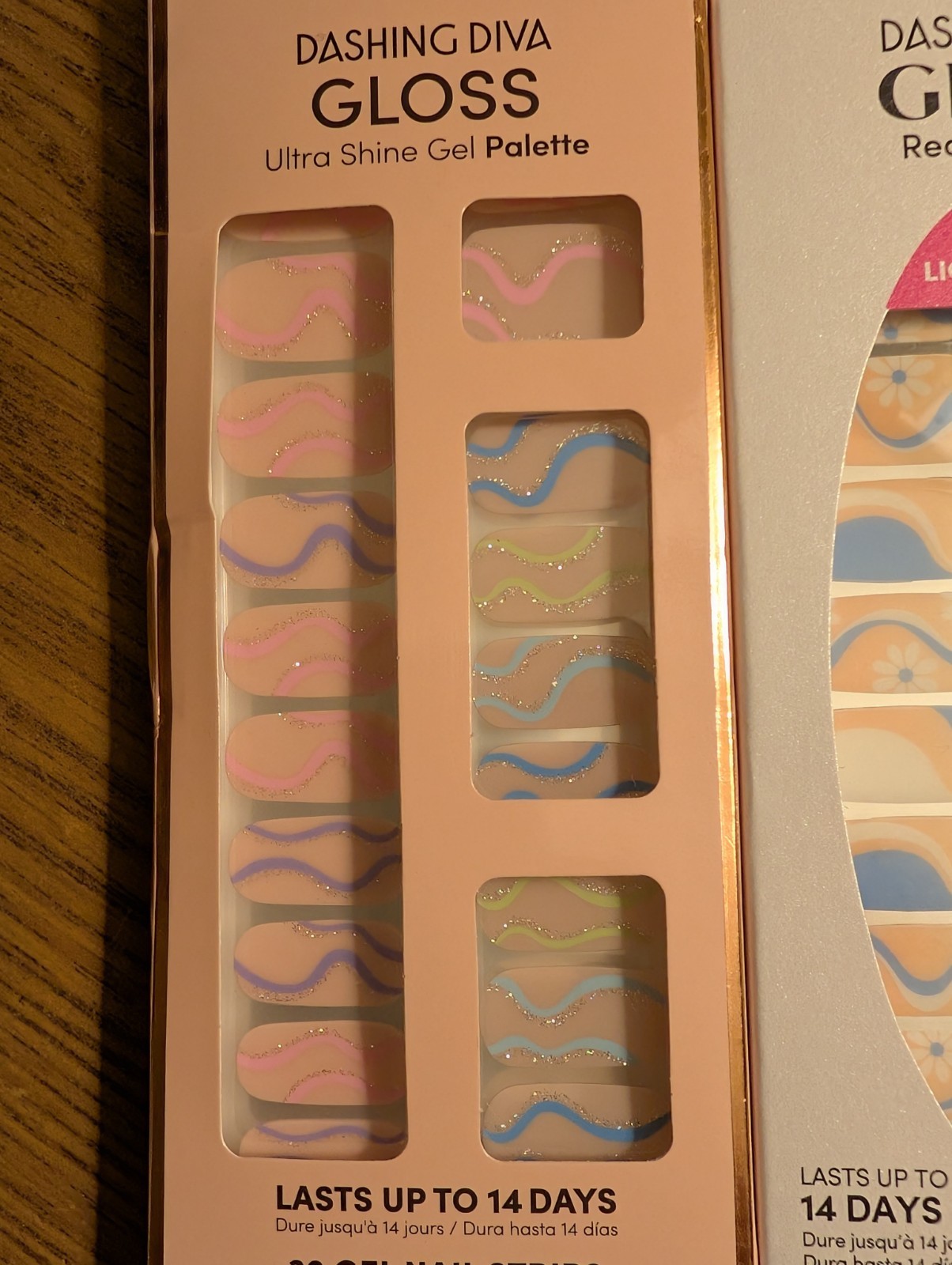Dashing Diva Gel Nail Strip Set 3-Pack Glitter Floral Blue Pink Beige No UV