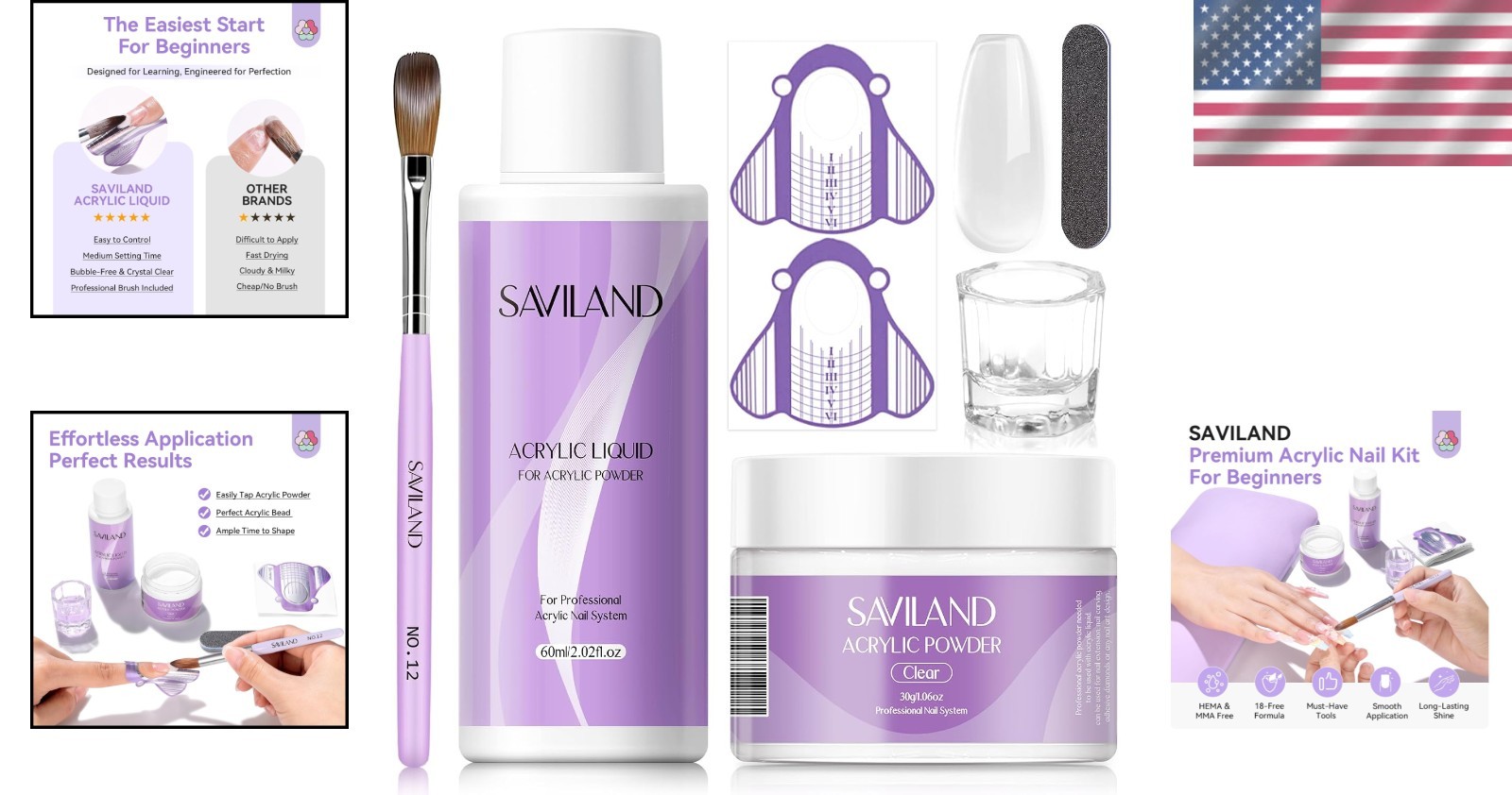 Nail Art Starter Kit with 30g Acrylic Powder & Low-Odor Monomer for Easy Use