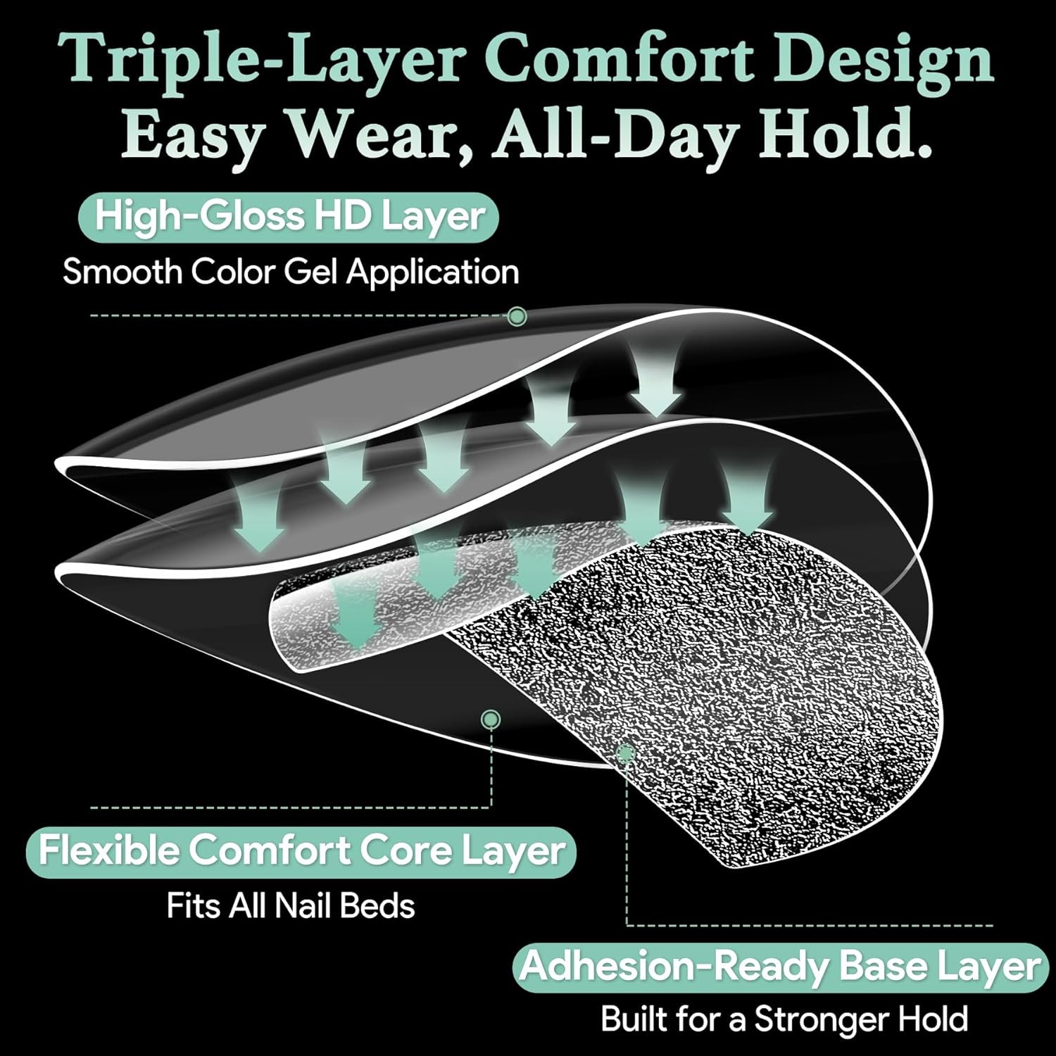 Medium Almond Acrylic Gel Nail Tips Full Cove Soft Fake Nails 216pcs B-Medium