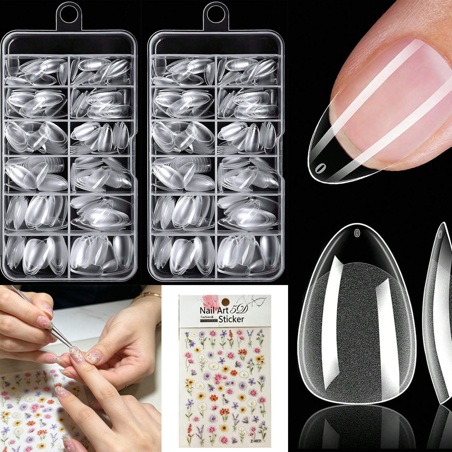 72Pcs 12 Size French Tip Press On Nails Soft Gel Glue On Nails Nude for Women US