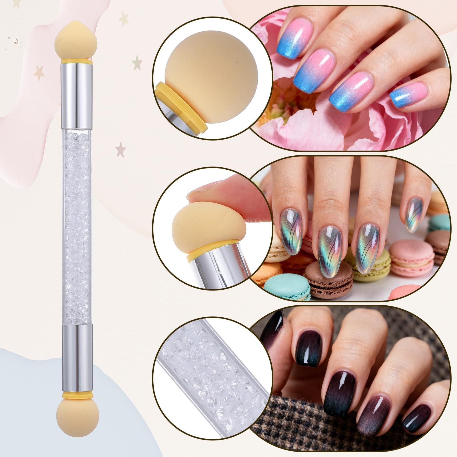 4 Pack Ombre Nail Art Brush Set UV Gel Gradient Sponge Manicure Tools