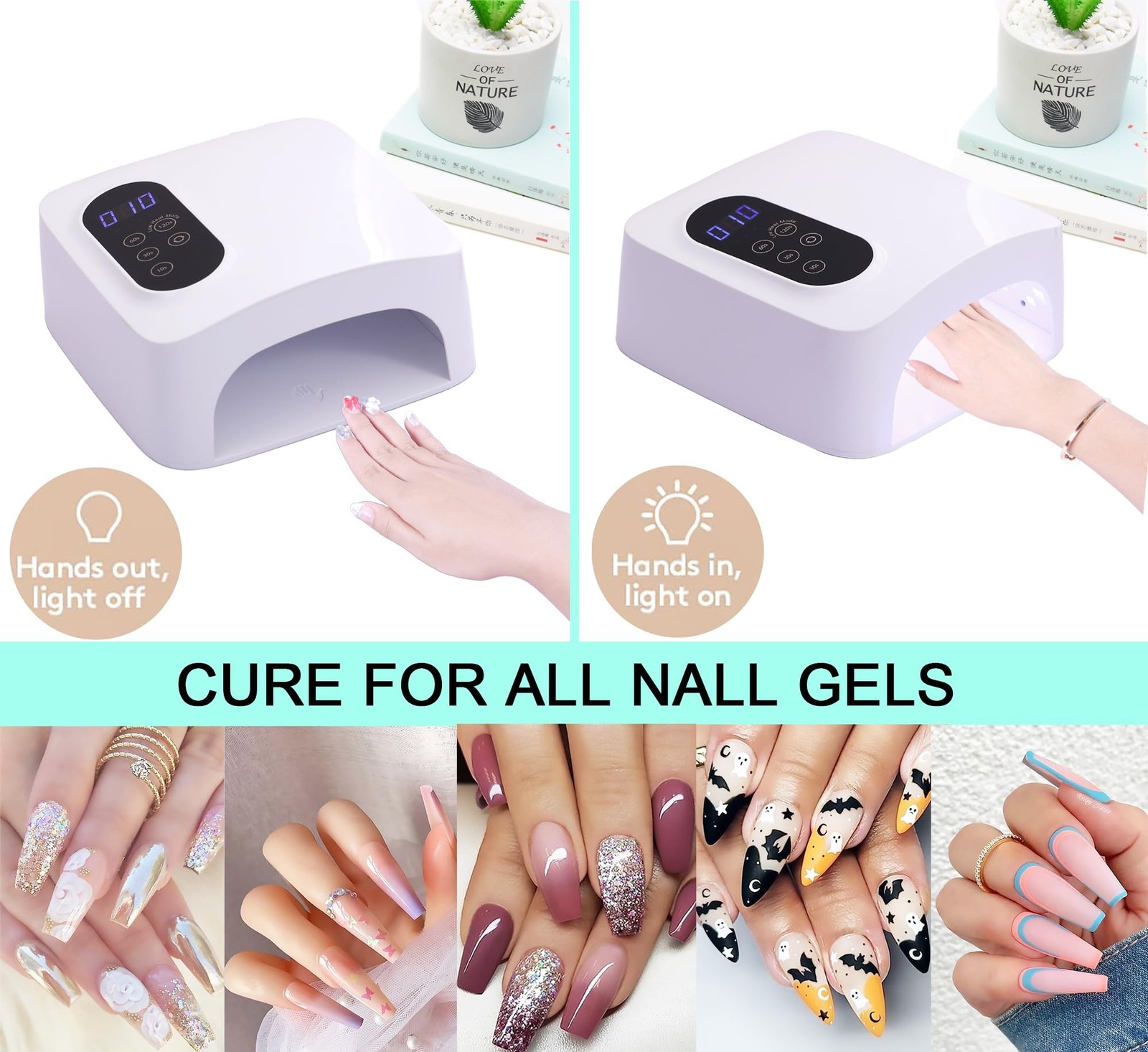 72W Cordless Led Nail Lamp, Rechargeable Nail Dryer, Portable Gel U… Fast Ship