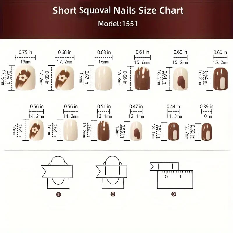 24Pcs/set Glossy Short Oval Press On Nails White And Pinkish Gradient Flower