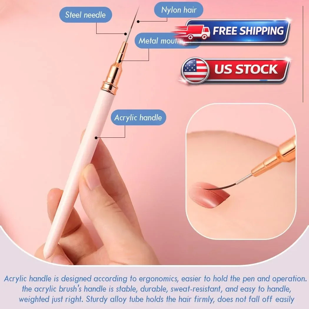 5pcs Nail Art Liner Brush Pen Set Elongated Striping Drawing Professional Tools