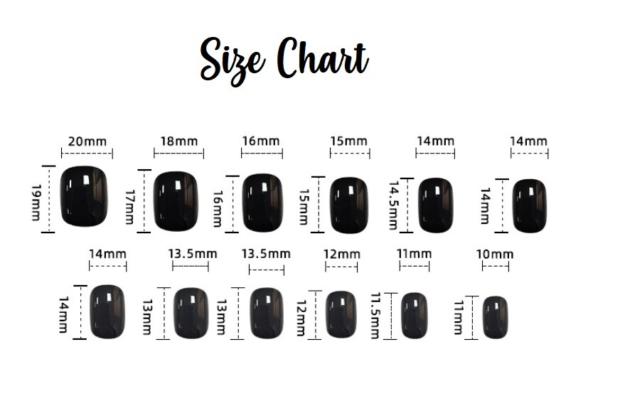 Handmade Press On Nails – Glossy Short Square Nails, Black White Red Fake Nails