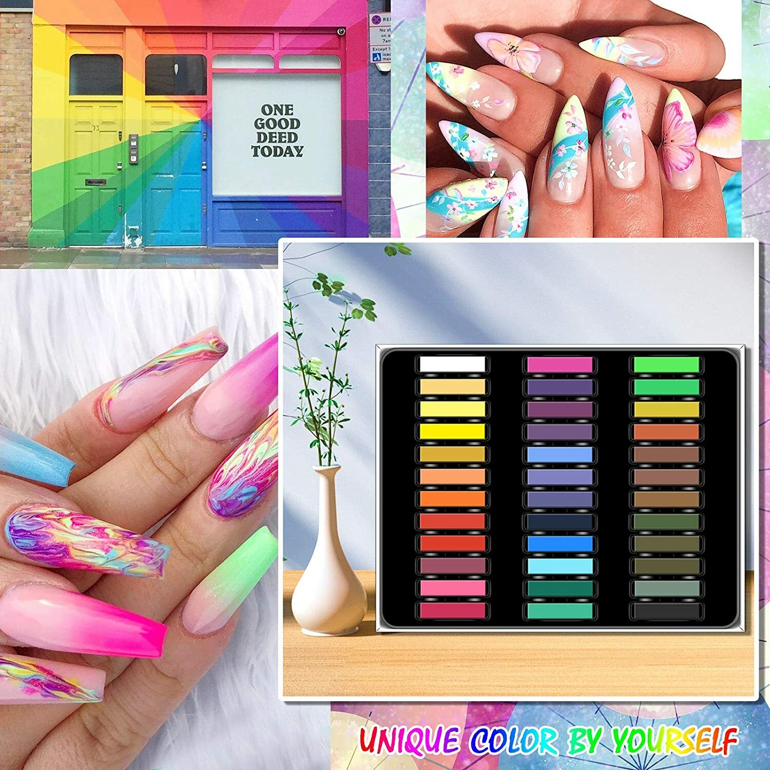 Soft Pastel Nail or hair Chalks for Acrylic Powder – Colorful Non-