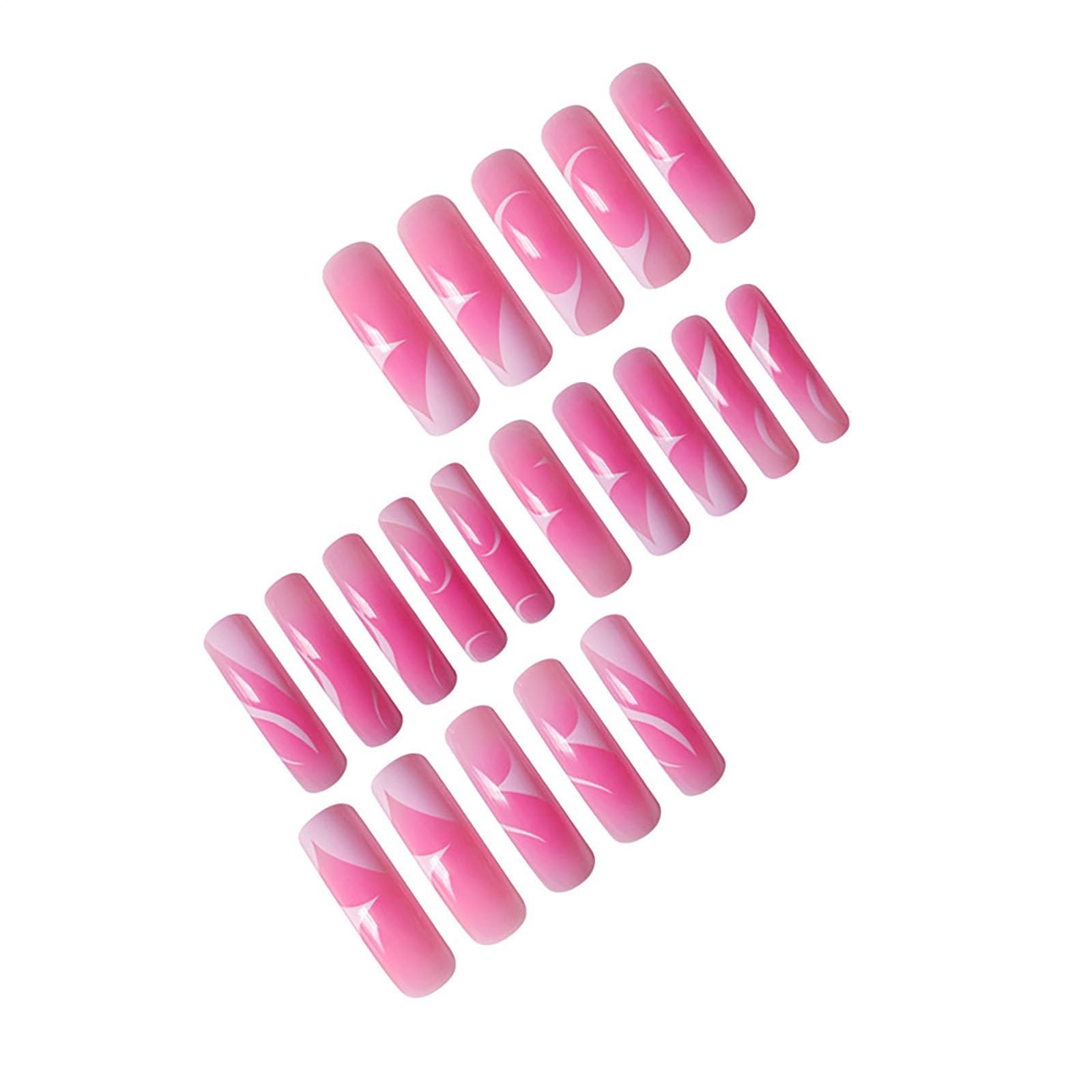 RUOKEXIN Long Press on Nails Pink Ombre General,20, Curved Style-C8C26