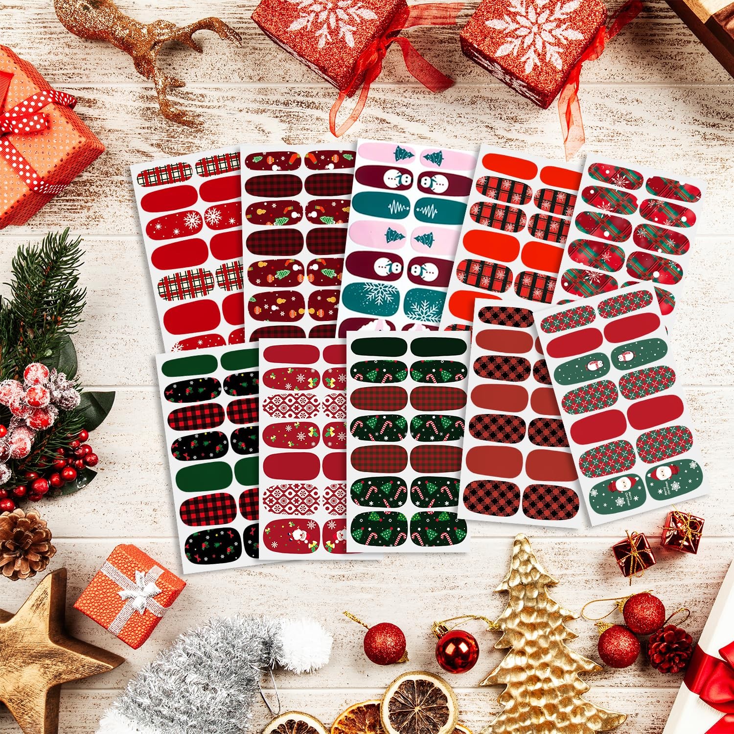 20 Sheets Christmas Nail Polish Strips Full Nail Wraps for Women Girls Nail A…