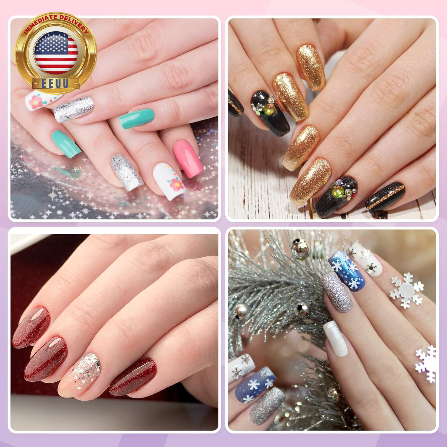 Acrylic Nail Kit for Beginners with Everything Professional, 12 Glitter Powder N