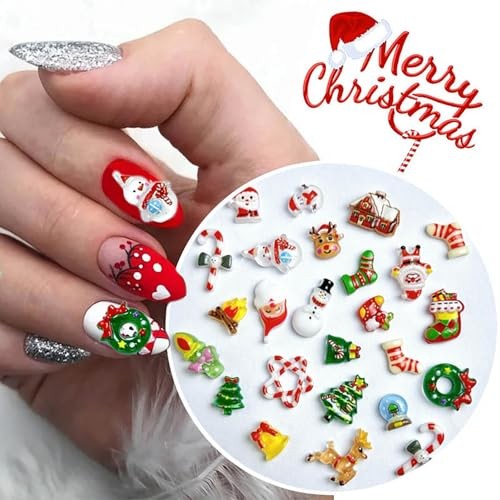 40Pcs Christmas Nail Art Charms 3D Nail Art Craft Resin Charms Snowman Style 3