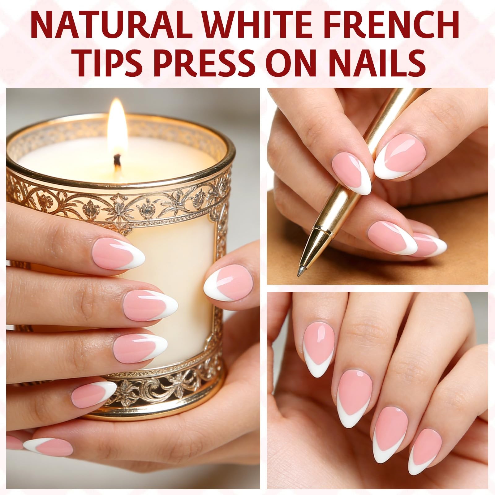 Bellelfin 240Pcs White French Tip Press on Nails – 12 Sizes Short Almond Nail…