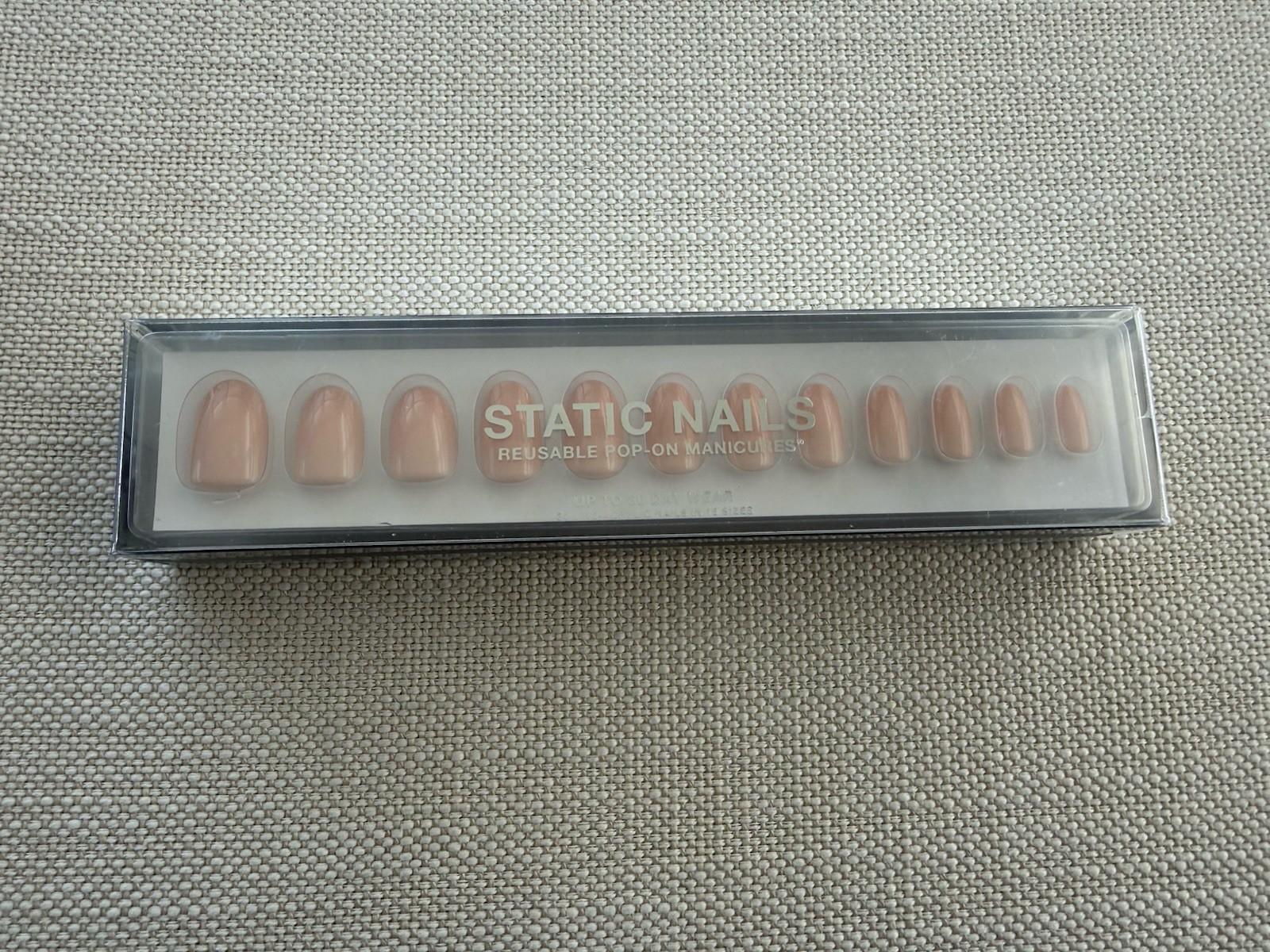 NEW Static Nails Reusable Pop-On Press On Manicure “Silk” Round Pink Nude