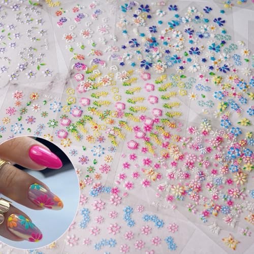30 Sheets Flower Nail Stickers for Nail Art Cute Butterfly Flowers Stickers-15