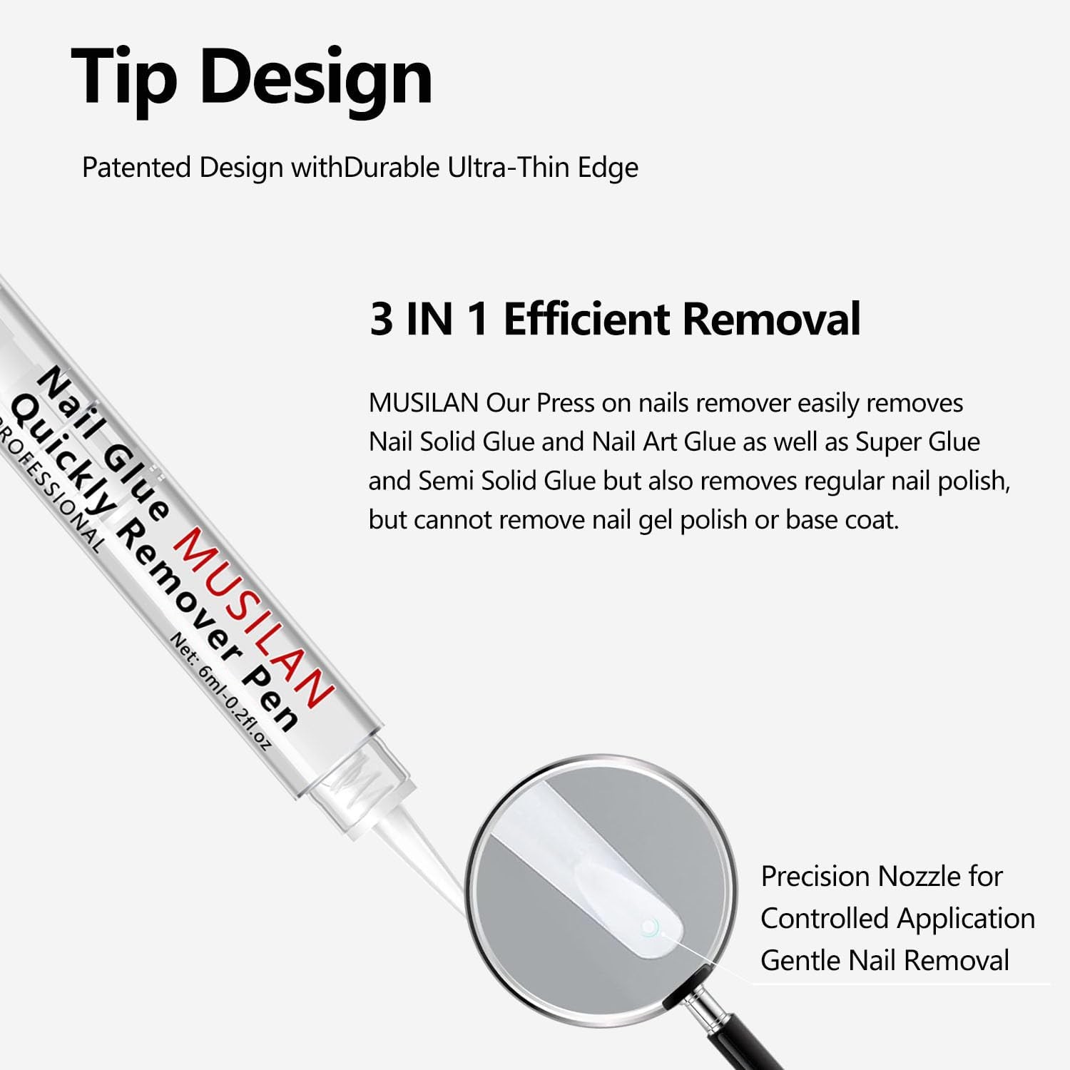 3 IN 1 Nail Glue Remover,3PCS 6ML Remover Pen For Press On…