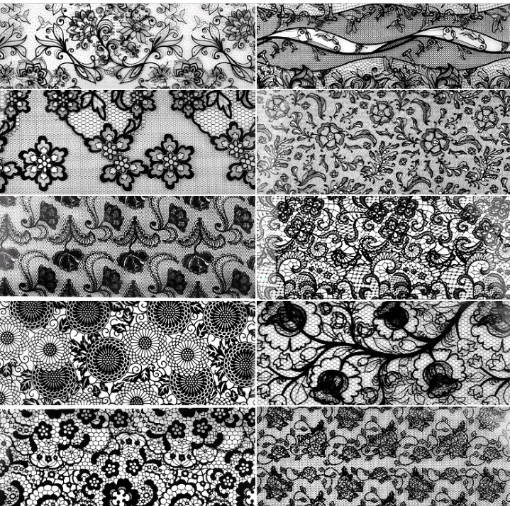 10 Sheet Black Lace Nail Art Foil Set Flower Floral Charm Nail Transfer Sticker