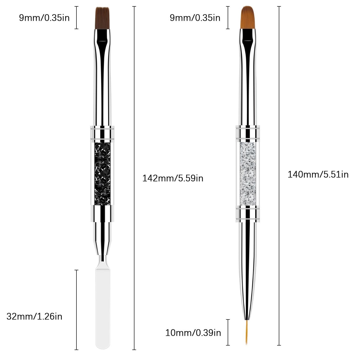 2 Pcs Double Ended Nail Builder Gel Brush, French Tip Brush Hard for Nails, O…