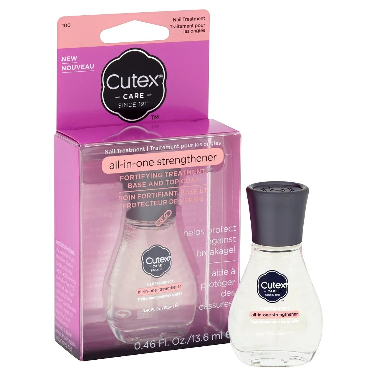 Cutex All-In-One Nail Strengthener Treatment for Damaged Nails 0.46oz/13.6ml NEW