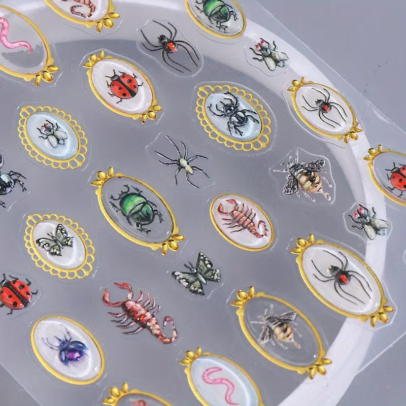 Insect Inspired Nail Stickers Gothic Bugs Decals Sticker Sheet