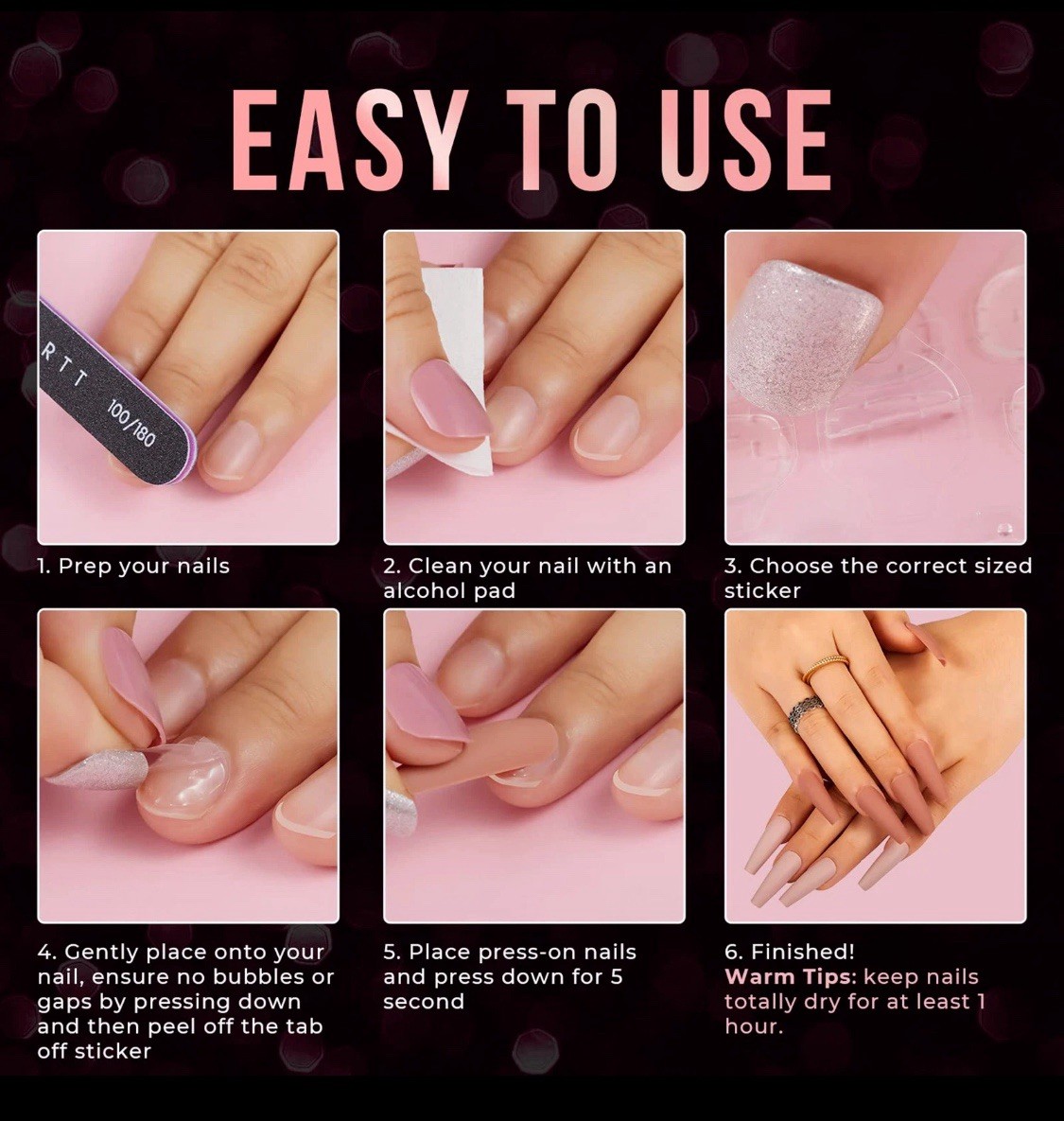 Double-Sided Nail Glue Tape Sticker Adhesive Tabs for Press on Nails 3-39 sheets