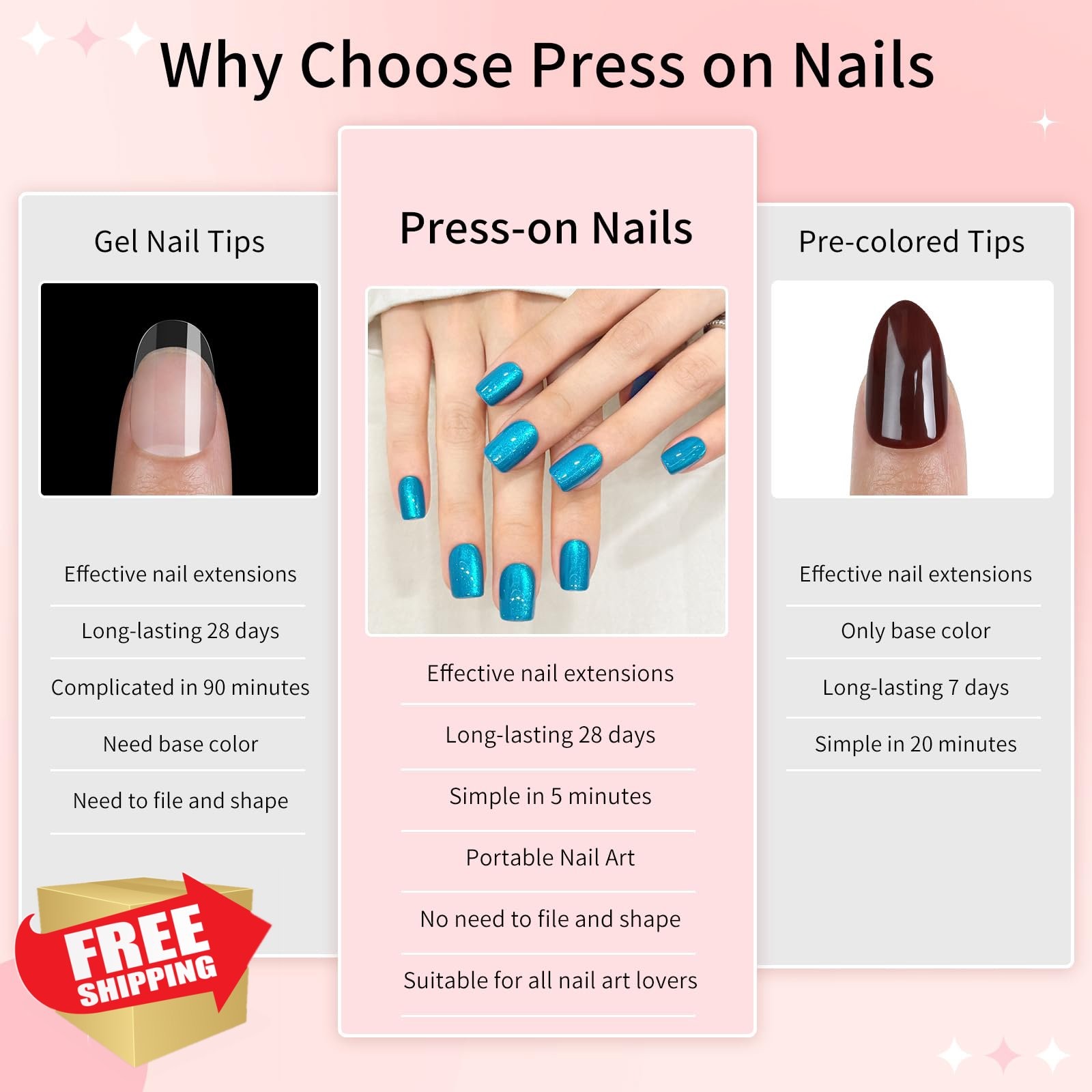 SKYCLOUD Lake Blue Cat Eyes Press On Nails SK1062