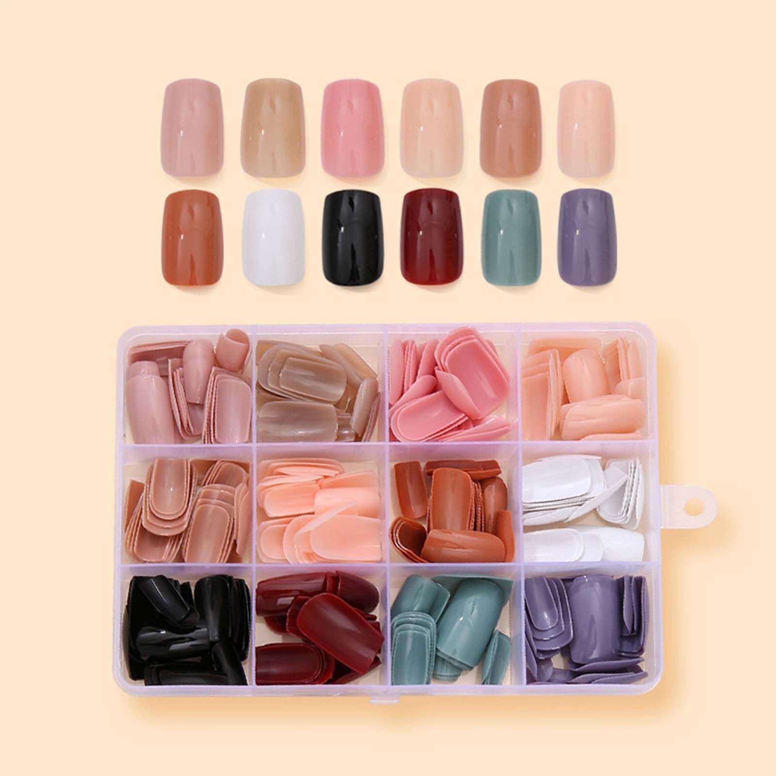 288Pcs Square Press on Nails Medium Fake Solid Medium, A006