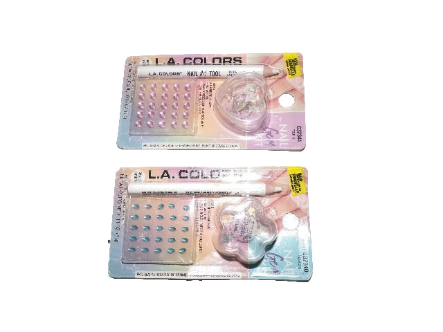 NEW (Lot of 2) New Sealed LA Colors Nail Gem Art Kit Hearts & sapphire gems dr6