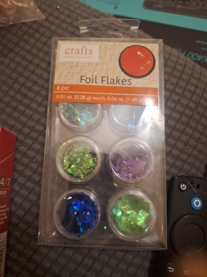 Foil Flakes Blue Green Purple 6 Pack Jars Nail Art Crafts Iridescent Shiny #31