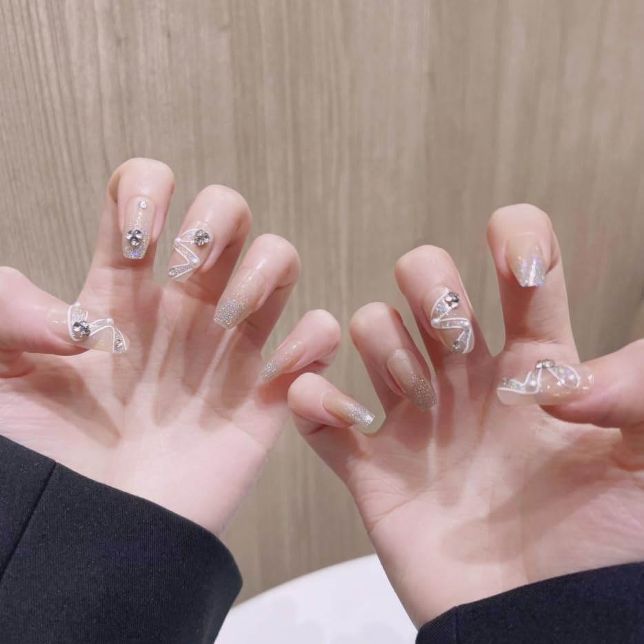 Press On Nail Fasle Nail with design 24pcs Full Cover Reusable Acrylic Nails …
